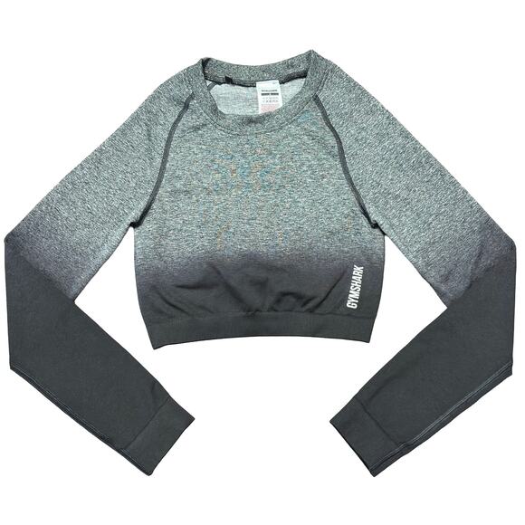 Gymshark Tops - Gymshark Adapt Ombre Long Sleeve Crop Top Black Gray Medium Med M Shirt Gym
